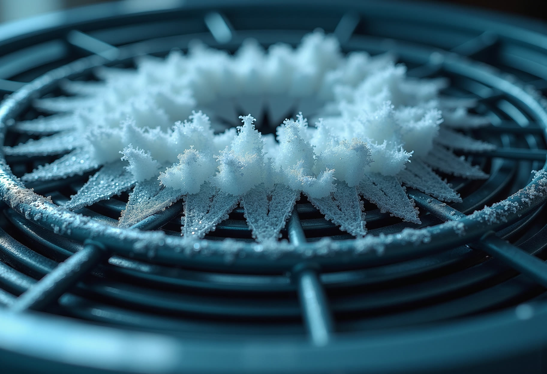 Ice crystals on a fan guard